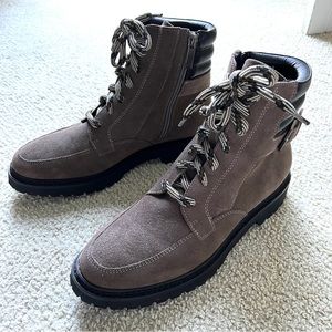 Aquatalia Mayra Taupe Waterproof Suede Hiker Lace Up Boot